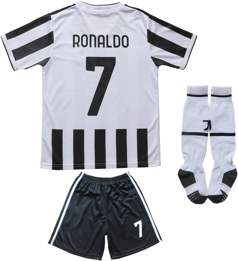 LeenBD 2021/2022 New Juve #7 Ronaldo Kids Soccer Jersey & Shorts Youth Sizes - Image 1
